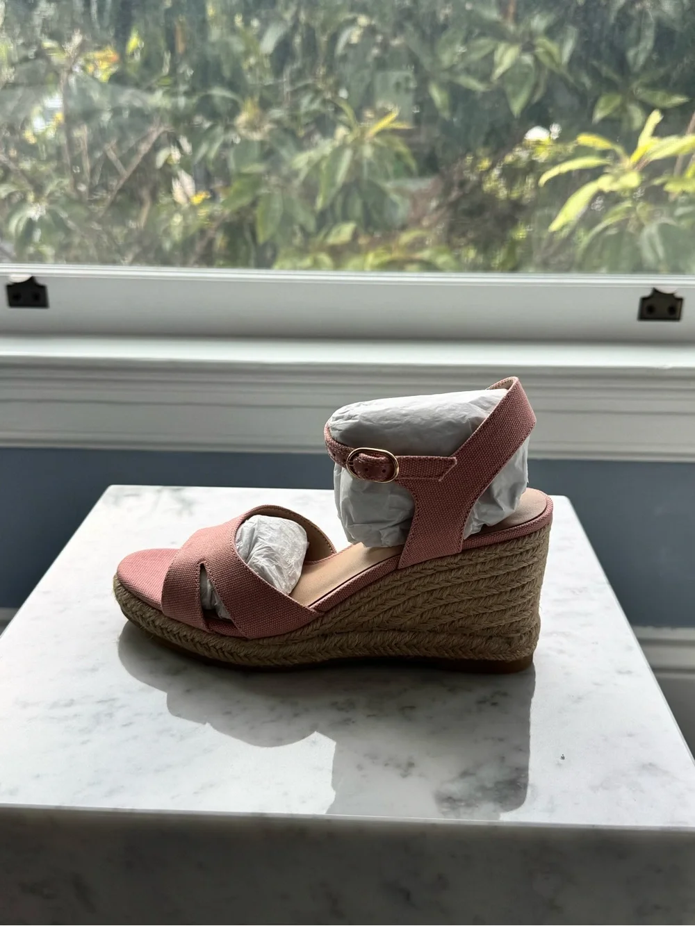 Brand New Stuart Weitzman Blush Pink Espadrille Wedge Sandals - Picture 2 of 3
